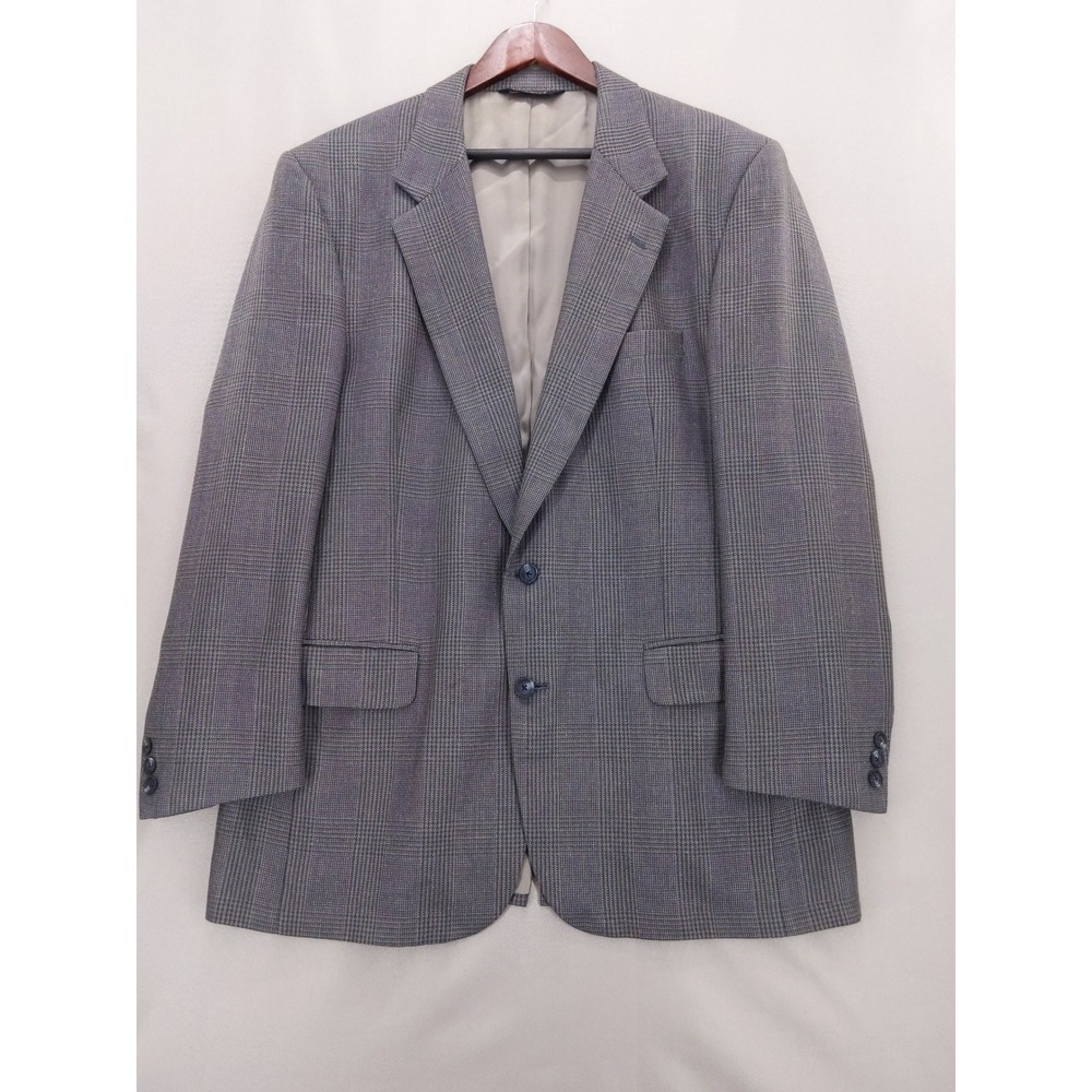 vtg Burberrys Blazer Mens 42R Grey Glen Check Plaid Two Button Sport Coat